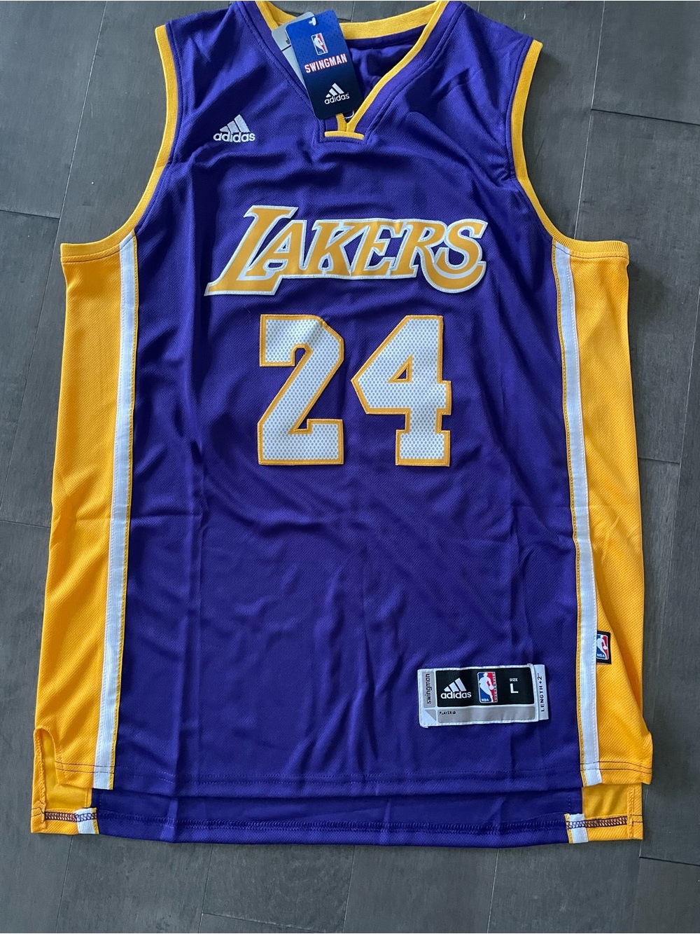 Kobe Bryant #24 Los Angeles Lakers Purple & Gold Basketball Jersey size L